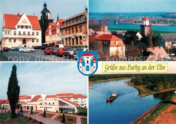 Barby Elbe Marktplatz Rathaus Rehaklinik Wassertur