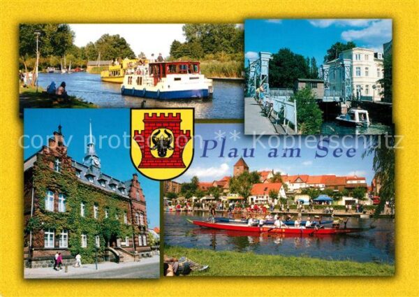 Plau See Elde Kanal Fahrgastschiff Brücke Rathau