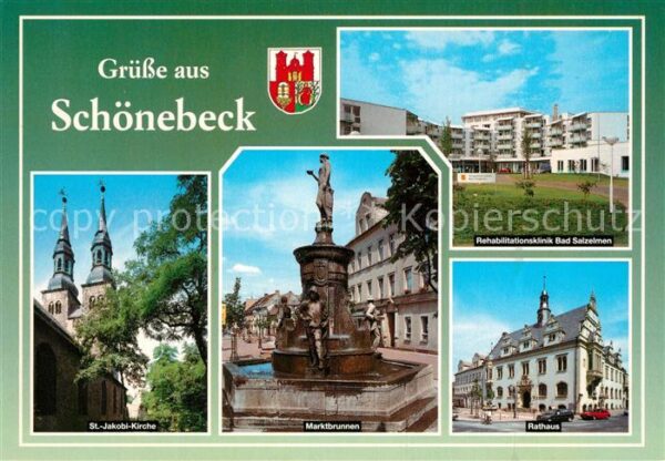 Schoenebeck Elbe St Jakobi Kirche Marktbrunnen Rathaus R