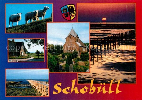 Schobuell Husum Schafe Friesenhaus Kirche Steg Sonnenun
