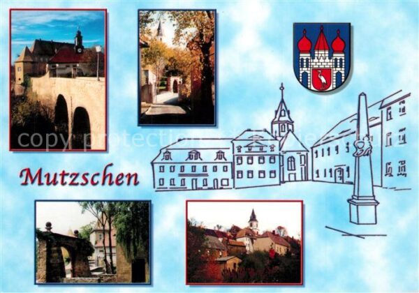 Mutzschen Brücke Burg Altstadt Kirche Säule Wappe
