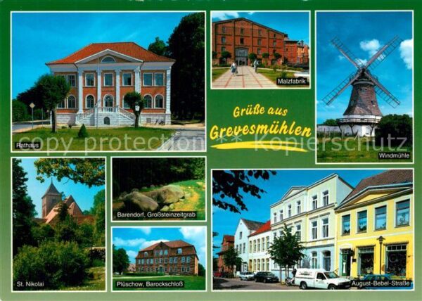 Grevesmuehlen Rathaus Malzfabrik Windmühle St Nikolai