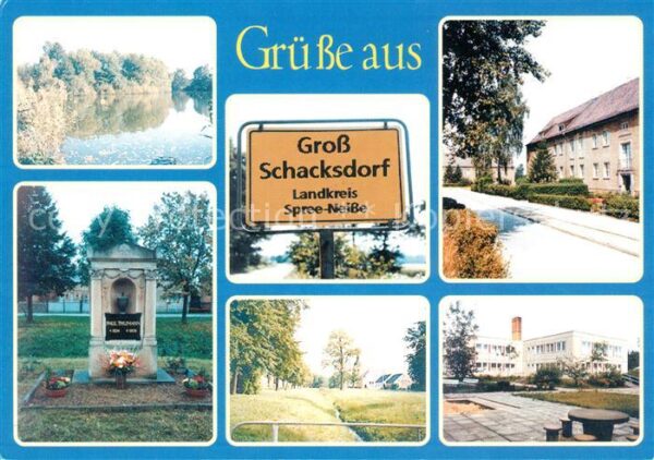 Gross Schacksdorf Grosser Langteich Thumanndenkmal Dorfau