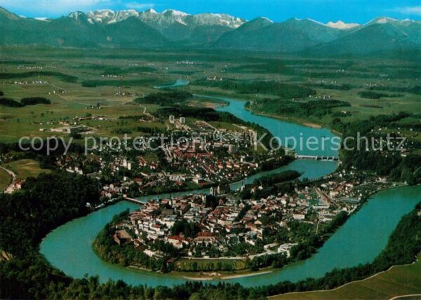 Wasserburg Inn Alpenpanorama Fliegeraufnahme