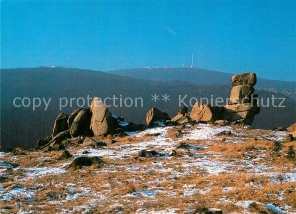 Brocken Harz Felsen an der Hohen Wand Blick zum Broc