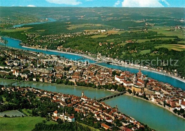 Passau Drei Flüsse Stadt Zusammenfluss von Don