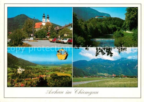 Aschau Chiemgau Ortsmotiv mit Kirche Kabinenseilbahn La