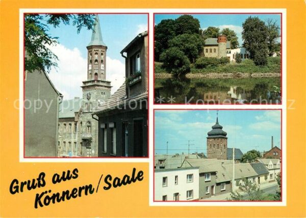 Koennern Rathaus Georgsburg Ortsmotiv mit Kircht