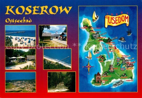 Koserow Ostseebad Usedom Strand Promenade Waldweg Landkarte aus
