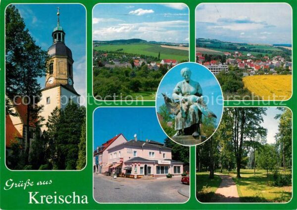 Kreischa Kirche Panorama Brunnenfigur Ladengesch