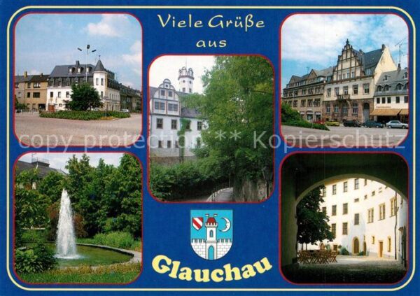 Glauchau Teilansichten Innenstadt Springbrunnen