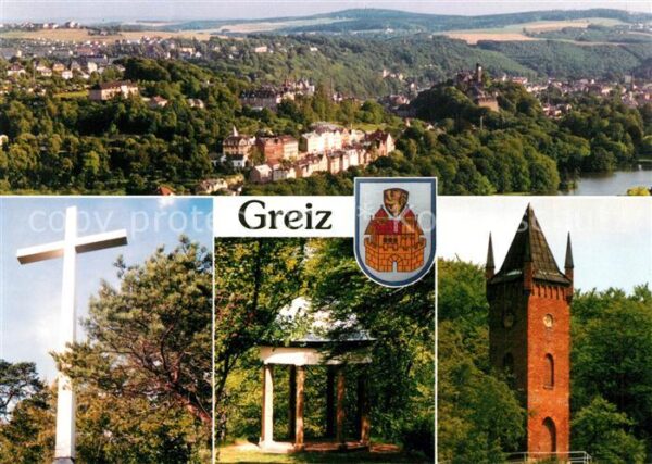 Greiz Thueringen Panorama Blick vom weissen Kreuz Tempel