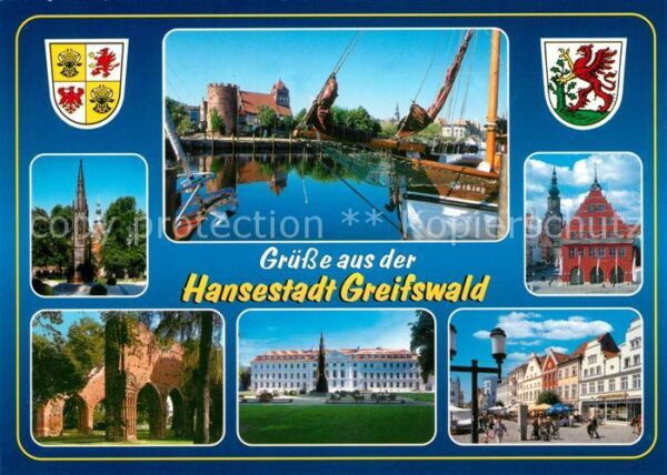 Greifswald Hafen Rathaus Kirche Ruine Landesmuseum
