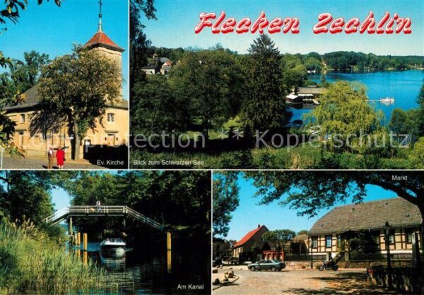 Flecken Zechlin Kirche Schwarzer See Kanal Brücke Markt