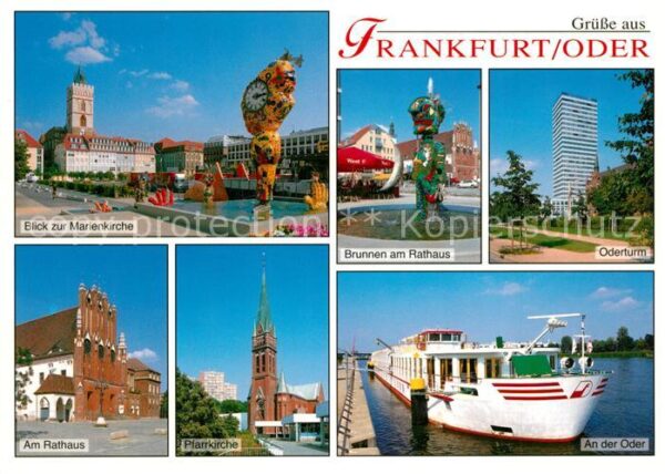 Frankfurt Oder Blick zur Marienkirche Brunnen Rathaus