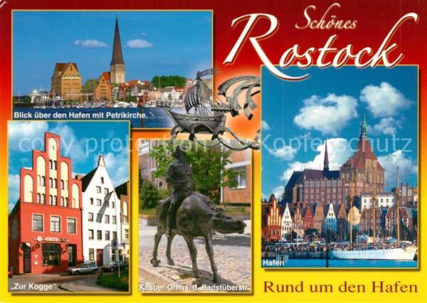 Rostock Hafen Segelschiffe Petrikirche Zur Kogg