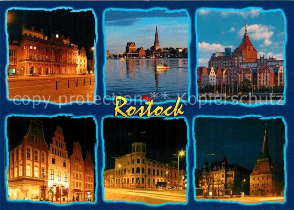 Rostock Sehenswürdigkeiten der Stadt bei Nacht