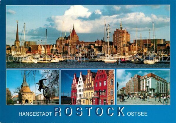 Rostock Hafen Segelschiffe Altstadt Turm Giebel