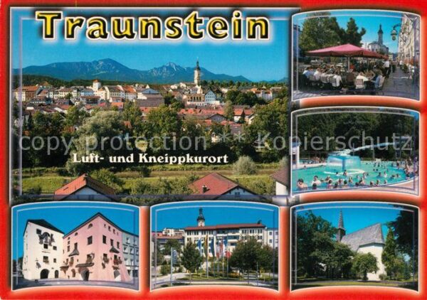 Traunstein Oberbayern Gesamtansicht mit Alpenpanorama Kirche