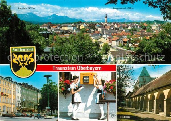 Traunstein Oberbayern Stadtpanorama Alpen Stadtplatz Stadtpar