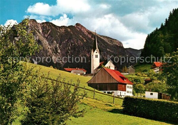 Tiefenbach Oberstdorf Ortsmotiv mit Kirche Rubihorn Nebelhorn