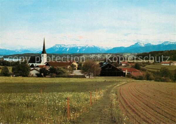 Taching See Panorama Blick zu den Alpen