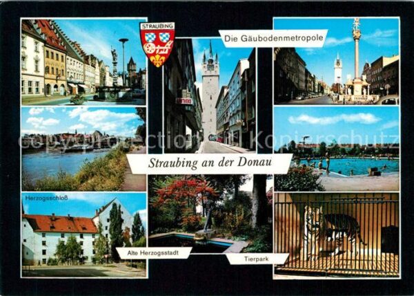 Straubing Innenstadt Brunnen Turm Dreifaltigkeits