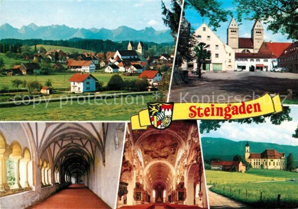 Steingaden Oberbayern Gesamtansicht mit Alpenpanorama Kirche