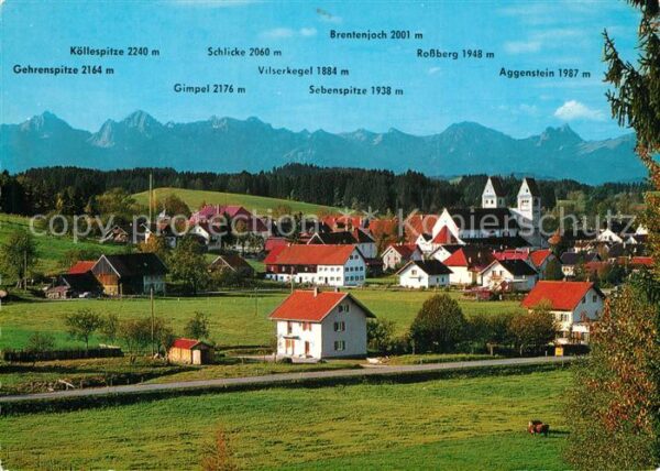 Steingaden Oberbayern Ortsansicht mit Kirche Alpenpanorama