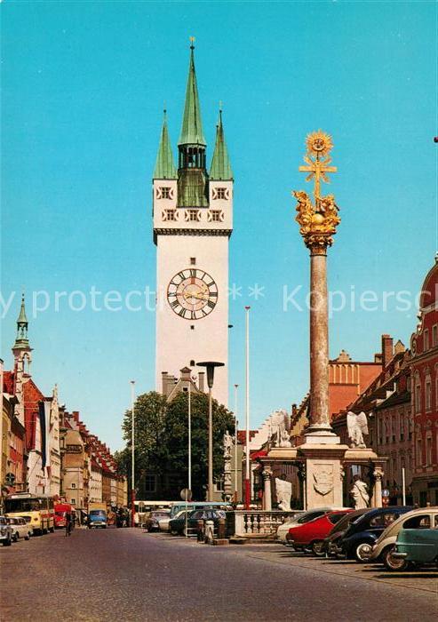 Straubing Dreifaltigkeitssäule Stadtturm Rathaus