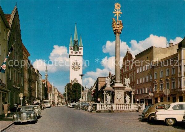 Straubing Theresienplatz Stadtturm Dreifaltigkeit