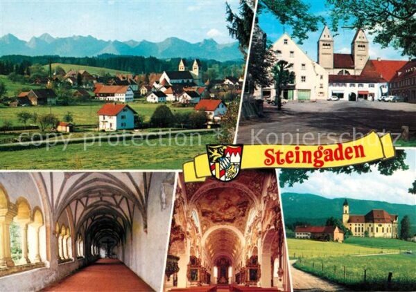 Steingaden Oberbayern Gesamtansicht mit Alpenpanorama Kirche