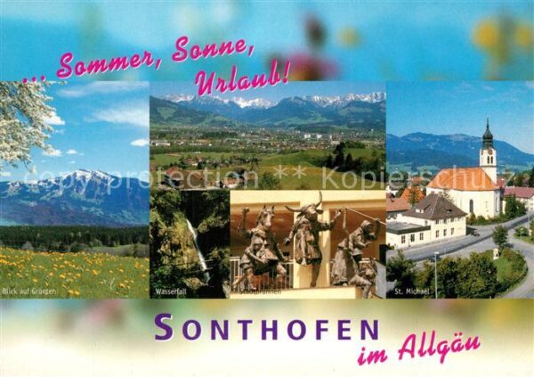 Sonthofen Oberallgaeu Landschaftspanorama mit Grünten Wasserf