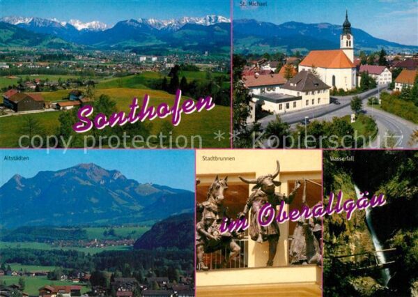 Sonthofen Oberallgaeu Panorama Alpen St Michael Kirche Wasser