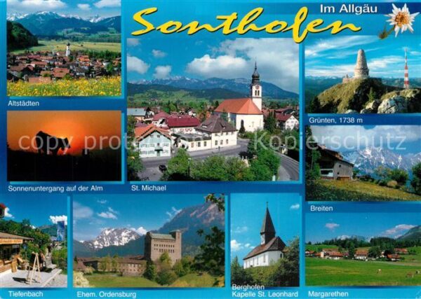 Sonthofen Oberallgaeu Panorama Alpen St Michael Kirche Sonnen