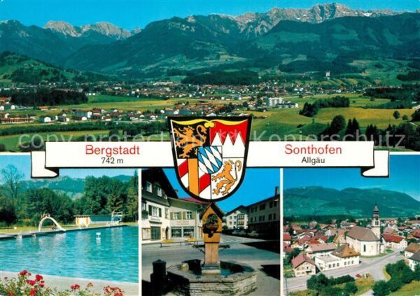 Sonthofen Oberallgaeu Panorama Bergstadt Alpen Freibad Brunne