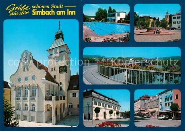 Simbach Inn Kirche Freibad Brunnen Inn Brücke Innen