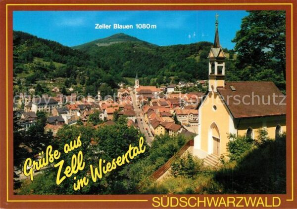 Zell Wiesental Ortsansicht mit Kapelle Blick zum Zelle