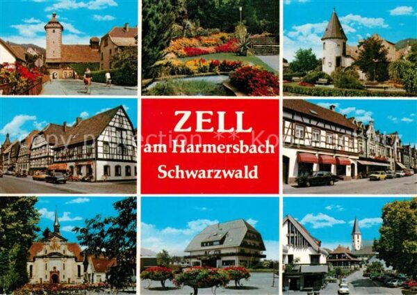 Zell Harmersbach Teilansichten Turm Park Fachwerkhäuser