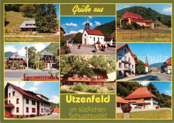 Utzenfeld Schwarzwald Knöpflesbrunnen Reiterhof Kirche Kühe H