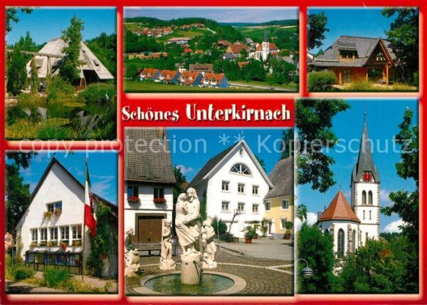 Unterkirnach Mühle Brunnen Kirche Panorama