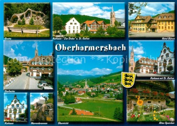 Oberharmersbach Grotte Dorfmitte Rathaus Narrenbrunnen