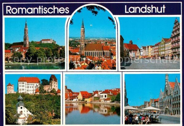 Landshut Isar Stadtpanorama mit Kirche Innenstadt Str