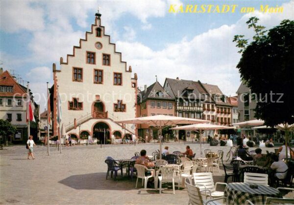 Karlstadt Main Marktplatz Strassencafes Rathaus Giebel