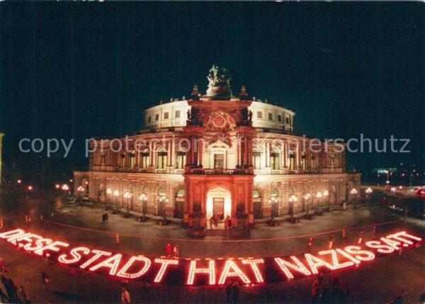 Dresden Semperoper Nachtaufnahme Spruch Diese S