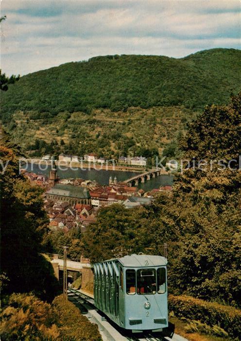 Heidelberg Neckar Bergbahn auf den Königstuhl mit Blick a