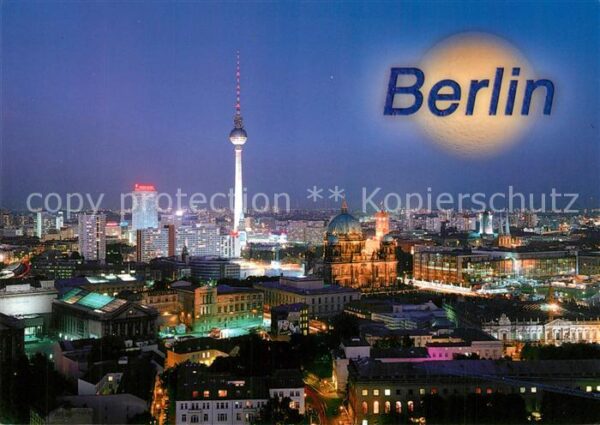 Berlin Stadtpanorama mit Fernsehturm Nachtaufn