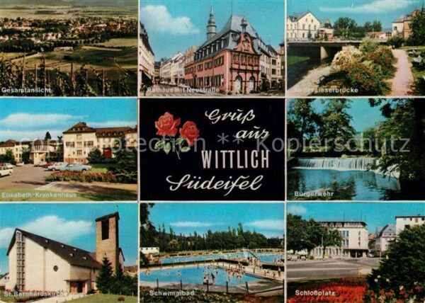 Wittlich Gesamtansicht Rathaus Lieserbrücke Kran