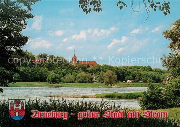 Arneburg Uferpartie am Strom Blick zur Stadt