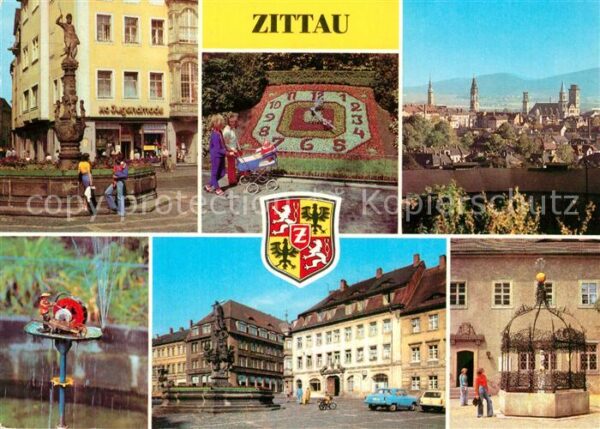Zittau Rolandbrunnen Blumenuhr Teilansicht Sch